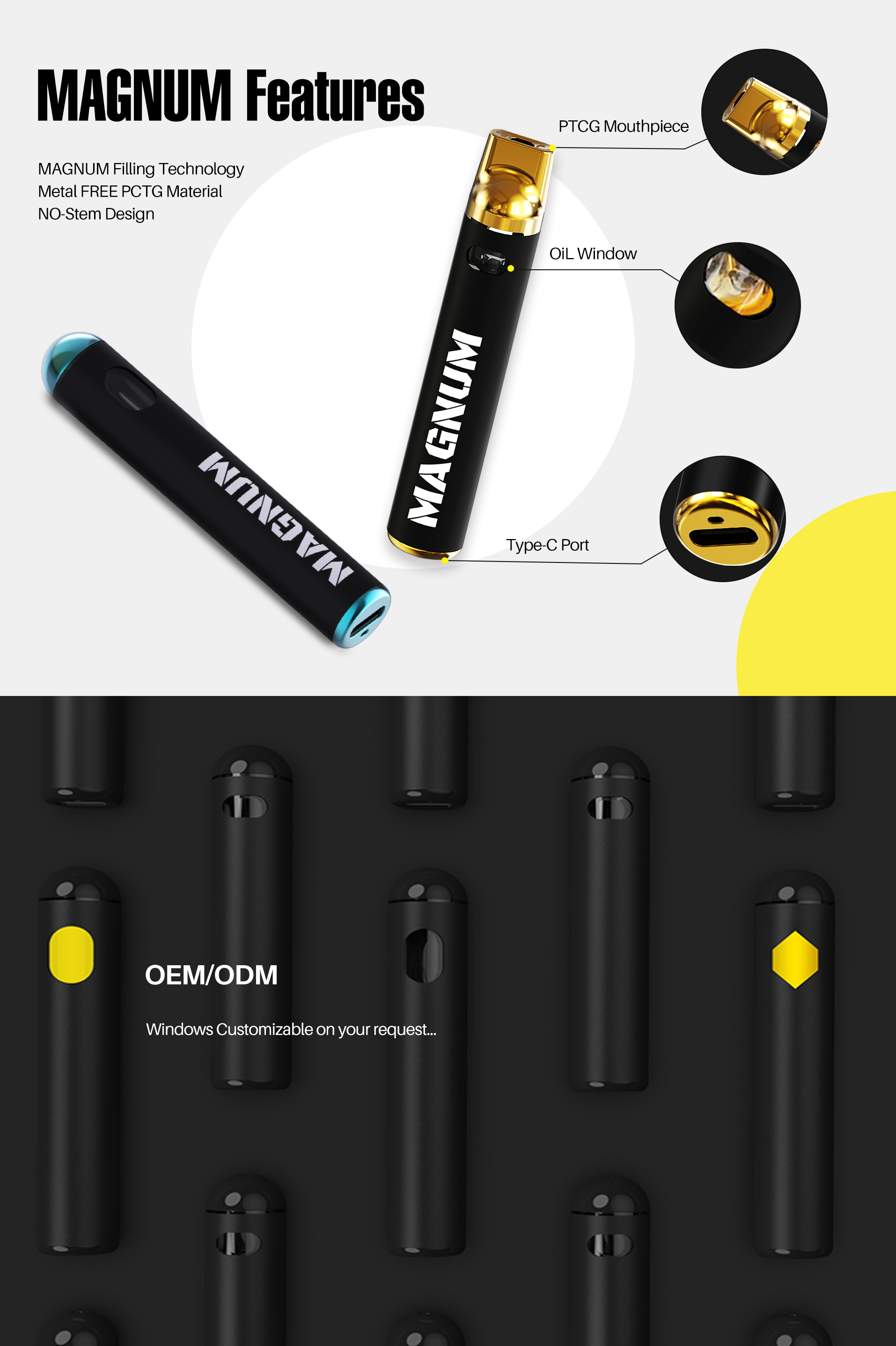 Wholesale Magnum V2 Disposable Cannabis Device Metal Free Vape Pen  0.5mL/1.0mL factory and manufacturers | Nextvapor